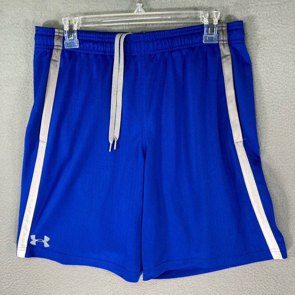 Under Armour Athletic Shorts Men Size L Blue Loose Fit Training Gym Mesh